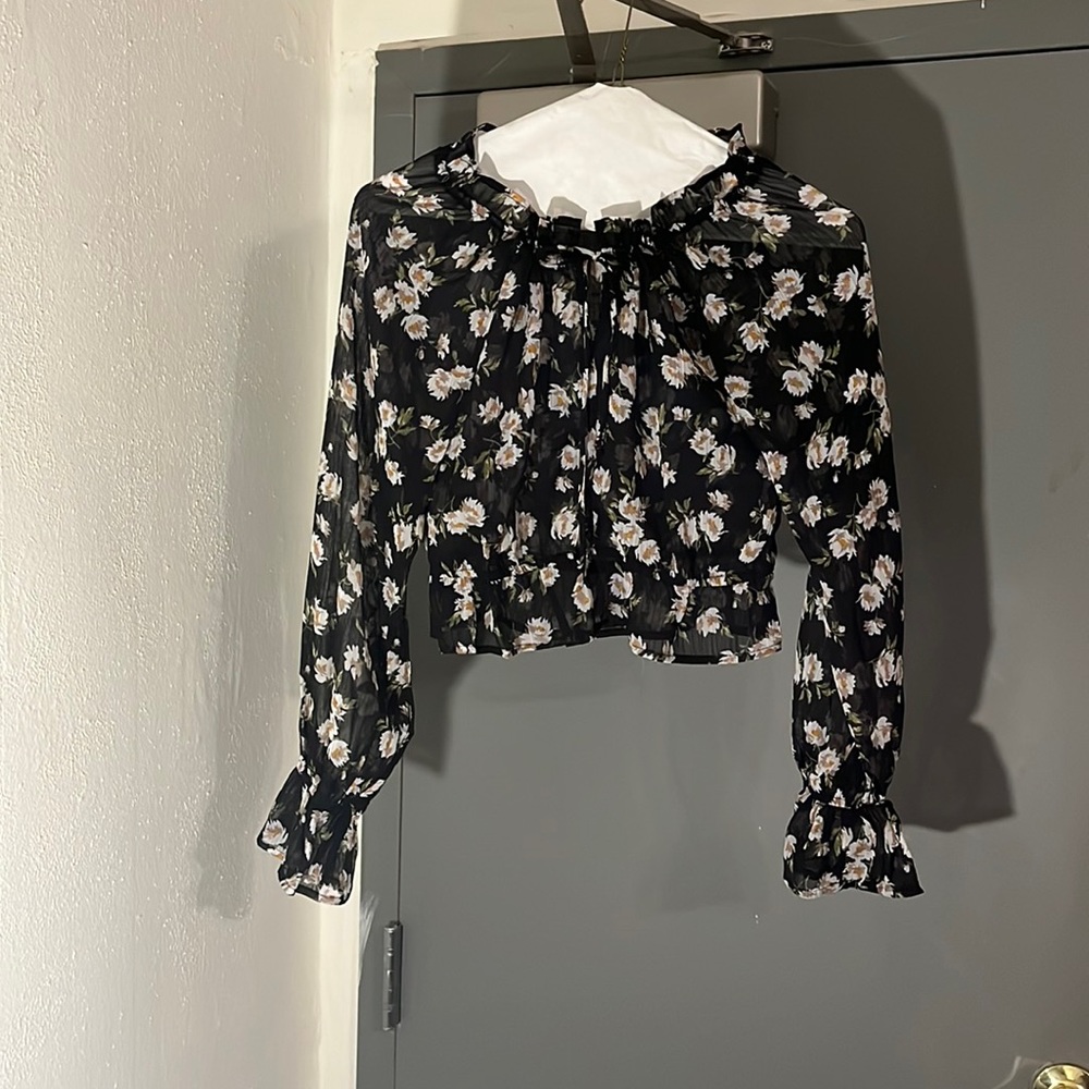 Jacqueline Bold Floral Front Tie Blouse